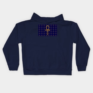 Blue and Gold Egyptian Ankh - Key Of Life Mask Kids Hoodie